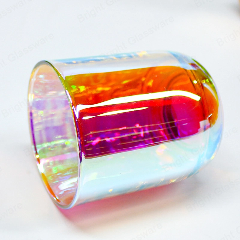 Luxury Iridescent Candle Jar Holographic Candle Holder with Metal Lid