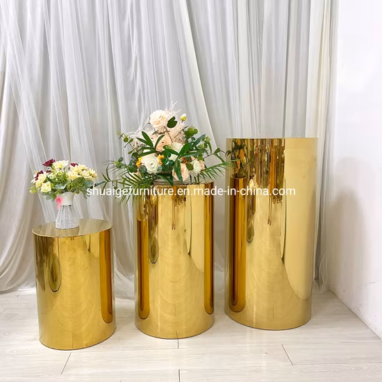 Plinti portacandele per decorazione di nozze con pilastro dorato per torta