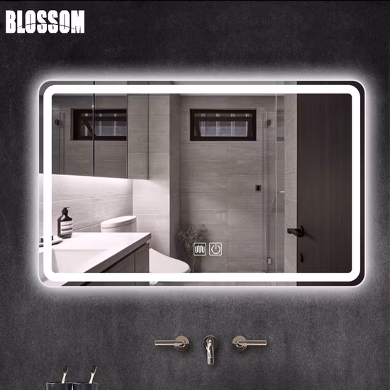 Specchio da parete per bagno a LED con mobili da toilette in vetro intelligente con luci