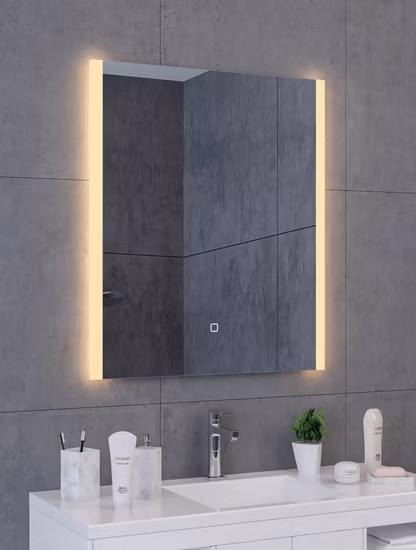 Specchio LED moderno OEM Specchio LED rotondo con interruttore tattile montato a parete Specchio intelligente per bagno con luce a LED